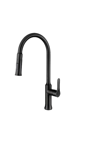 Radinavico Baterie de bucătărie, pipă extractibilă, oțel inoxidabil, neagră