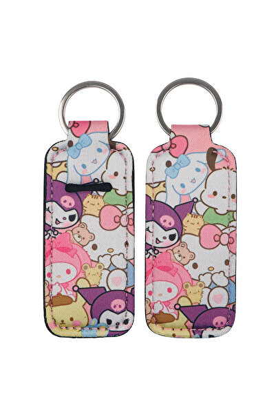 Miniso 15 مشبكًا لطيفًا على شكل حيوانات لحامل أحمر الشفاه، سلسلة مفاتيح مطبوعة برسومات كرتونية أنمي، سلسلة مفاتيح عصرية لمرطب الشفاه