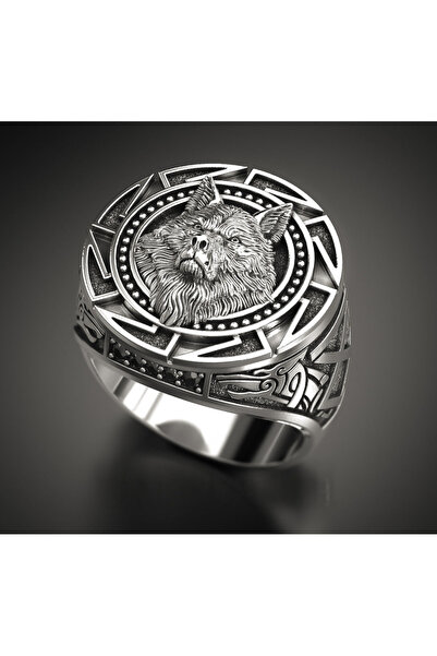 Choice خاتم رجالي بتصميم رأس ذئب مستوحى من الأساطير الإسكندنافية، مستوحى من م...
