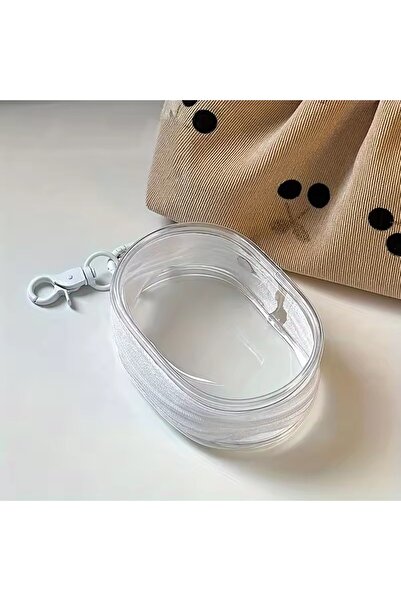 Choice white Portable Keychain Mini Transparent Zipper Storage Bag - Space-Sa...