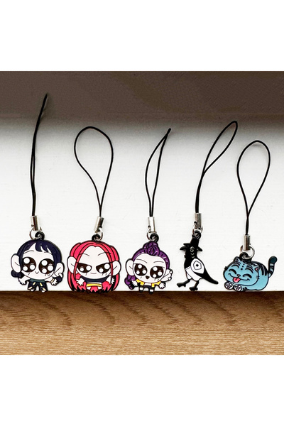 Miniso 5pcs Keychain 5pcs KPop Demon Hunters Cartoon Character Phone Strap Ch...