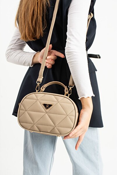 Cochines Γυναικεία τσάντα χειρός, χιαστί και ώμου με ρυθμιζόμενο μακρύ λουράκι, 2 θήκες, από μινκ