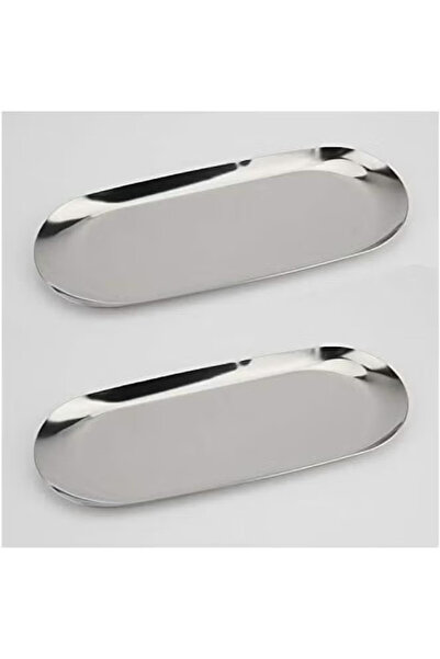 JOGAMS 2Pcs Stainless Steel Decorative Tray 7 Inch Jewelry Dish Cosmetics Organizer Bathroom Storage Tray