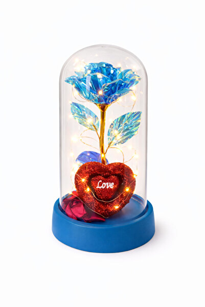 OEM ROSE DOME Royal Love Blue, Decorative Heart, Warm LED, Elegant Romantic Gift