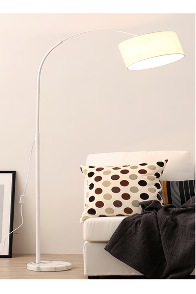 HALAMODO مصابيح أرضية مقوسة لغرفة المعيشة، مصباح طويل مقوس مع غطاء من الكتان ...