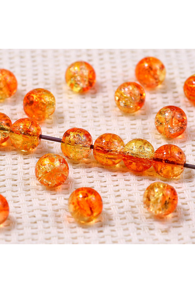 Choice37 8 مم حوالي 100 قطعة 5. خرز زجاجي دائري ذهبي برتقالي متدرج اللون بنقا...