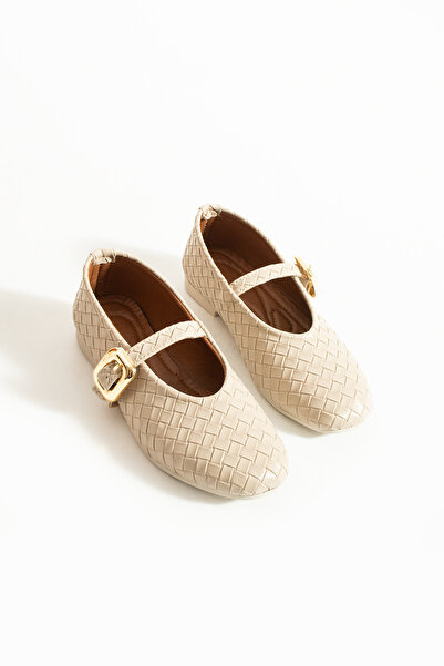 nevanın pabuçları Riva örgü detay tokalı kadın cilt babet