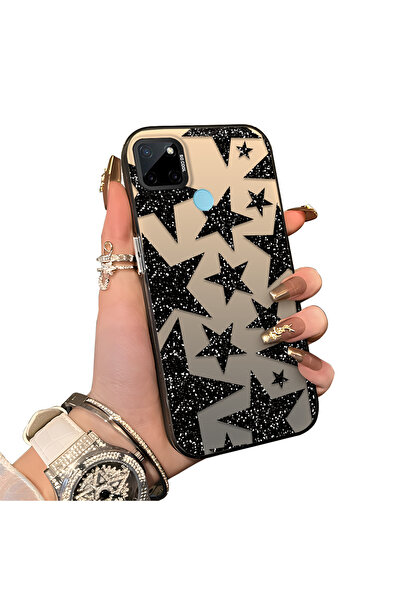 ucuc حافظة مضادة للسقوط من السيليكون المتوافقة مع Realme C21Y/C25Y، بأنماط نجمية