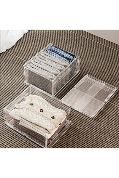 Arabest سلة تخزين بلاستيكية قابلة للتكديس، منظم خزانة ملابس وصندوق تخزين