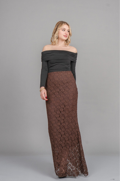 MissVina Lined Flexible Tulle Long Skirt 6833