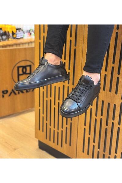Parlak Hakiki Deri Günlük Rahat Sneakers Ayakkabı