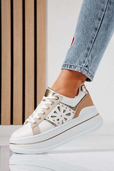 Zaira Γυναικεία λευκά πάνινα παπούτσια από οικολογικό δέρμα Felicia #21247 - 39