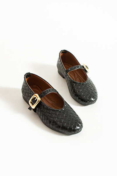 nevanın pabuçları Riva örgü detay tokalı kadın cilt babet