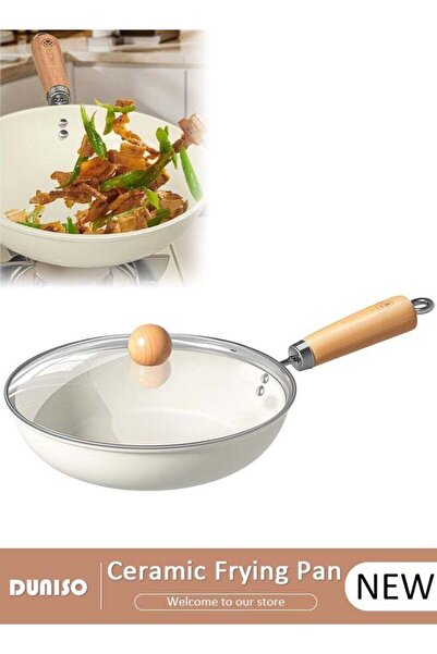 DOMEET Ceramic Lightweight Frying Pan Skillet Thickened Bottom, 22cm Healthy ...