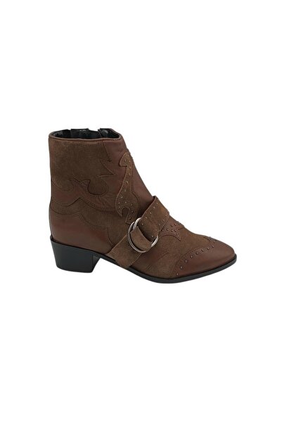 BRONX Ghete de damă până la gleznă, mărimea 38, piele și piele întoarsă, maro