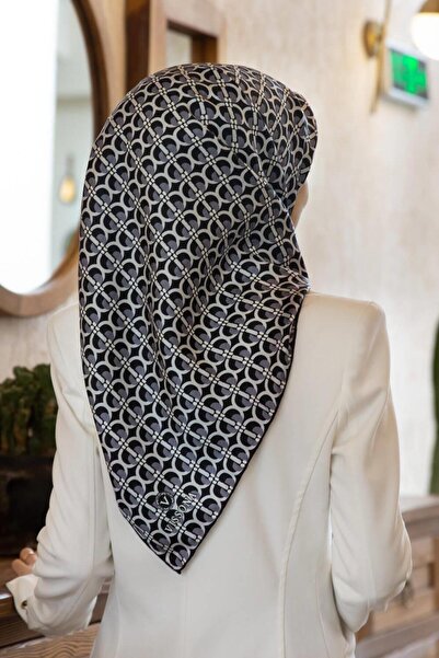 Vissona Tivil Silk Scarf 60779 - 4 - 0001 - 0029 Black Gray Abstract Pattern