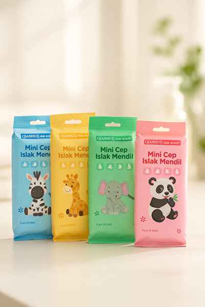 Şahane Pazar 80 عبوة مناديل مبللة صغيرة للجيب، قماش تنظيف للأطفال، نظافة شخصية، SHN-2092