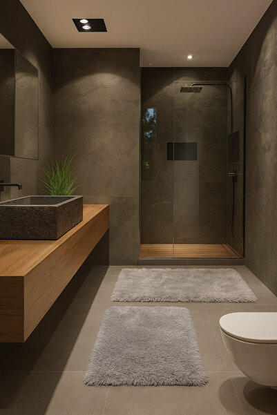 Homeland Plush Toilet Seat Set Bathroom Mat Non-Slip Tpr Base Washable Set of...