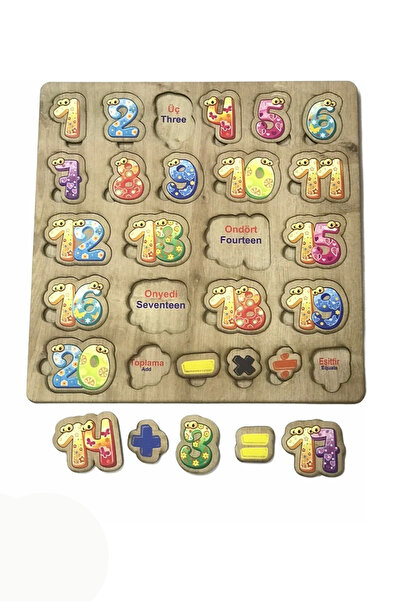 kutuTR Wooden Math Writing Board 1–20 Numbers and Four Operations Educational Toy 28.5X28.5 cm