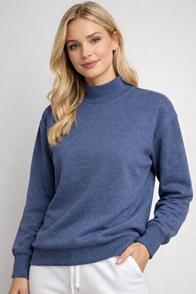MAMAYAGA Women's Half Fisherman Curve Plus Size Sweatshirt