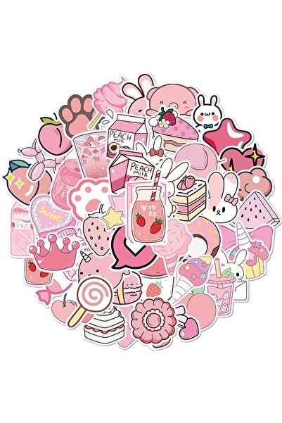 Arabest ٥٠ قطعة من الملصقات الوردية الأنيقة بنمط جامعي للبنات، ملصقات لطيفة ب...