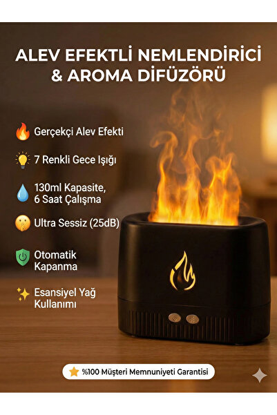 FaroxTech Aroma Alev Difüzörü, Uçucu Yağlar için, Küçük Taşınabilir Hava Şömine