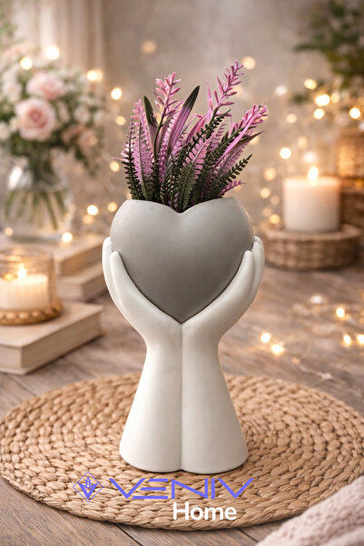 VENİV Decorative Pinterest Luxury Cobalt I + Plant - 25 cm