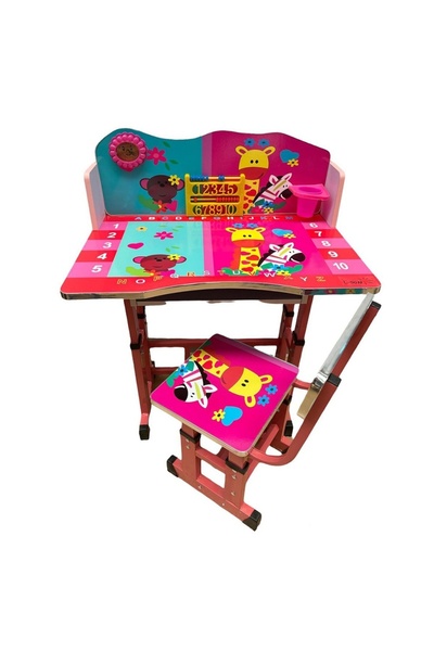 Artenova Desk with chair for children, adjustable, metal and wood frame, animals