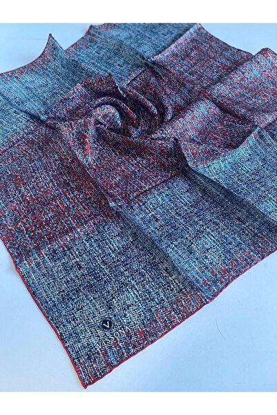 Vissona Tivil Silk Scarf 50075 - 16 - 0040 - 0017 Gray Red Dobby Pattern