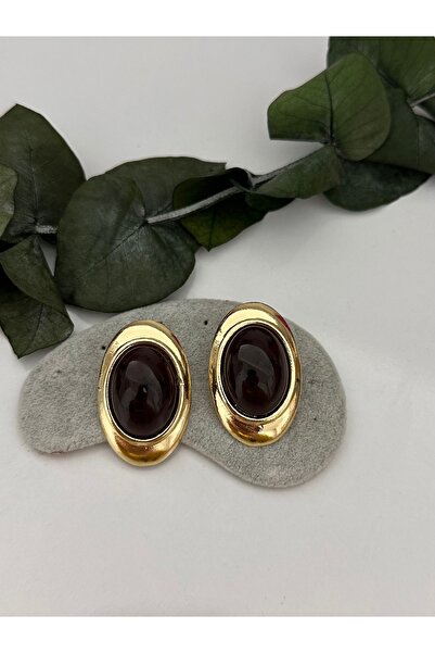 YENGEÇ Special Series Oval Brown Earrings