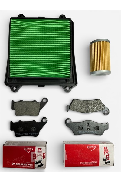 MOTORKİT MK BAJAJ PULSAR NS 200 - RS 200 ASK ÖN + ARKA BALATA TAKIMI + HAVA FİLTRESİ + YAĞ FİLTRESİ BAKIM SETİ