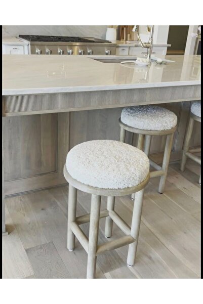 oiphome Tabure yastık minder beyaz teddy