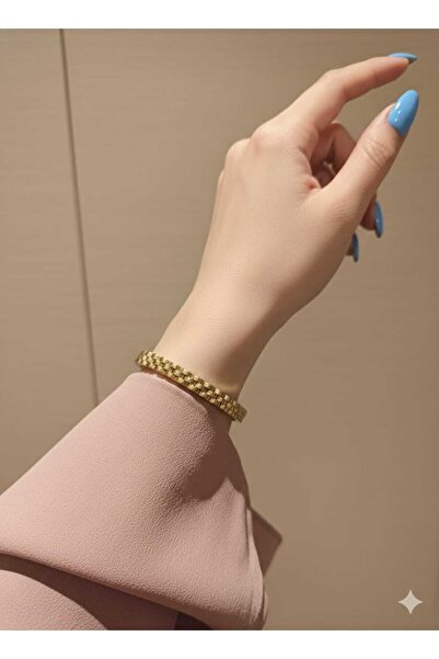 livaz accessories Çelik Kadın Zincir Desenli Kelepçe