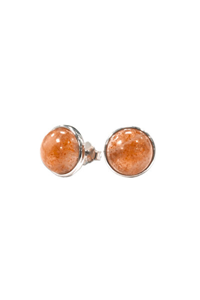 LAXMİ 925 Silver Earrings Sunstone AA 8mm – Joy of Living