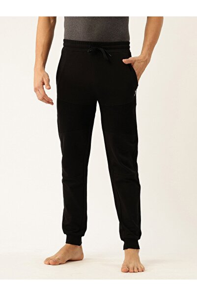 John Player By Styli Men Black Cotton Cuffed Joggers