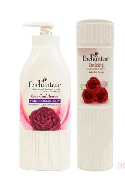 ENCHANTEUR بودرة التلك المعطرة 125 جرام & نشانتيور لوشن معطر للجسم رطوبة حرير...