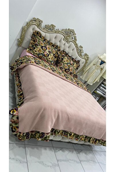 AHSEN TASARIM Leopard Printed Skirted Flawless Fitted Sheet and Duvet Cover Set