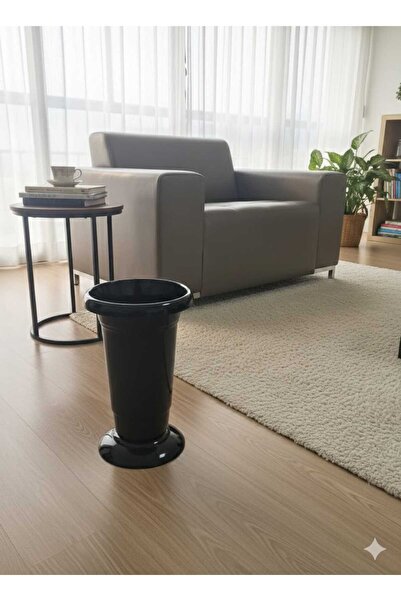 polivahome Siyah Silindir Çiçek Vazosu Çiçeklik Şemsiyelik 5,5 Lt