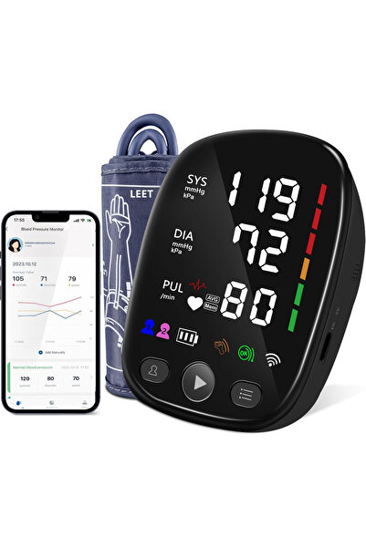 QuTek Πιεσόμετρο βραχίονα, Bluetooth, Οθόνη LCD με μεγάλους χαρακτήρες, Περιχειρίδα 22–45 cm