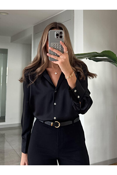 My Blog Black Triana Satin Shirt - 251073