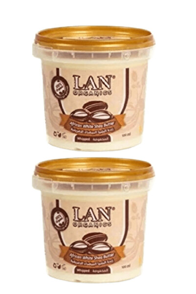 LAN ORGANICS قطعتين من زبدة الشيا البيضاء الأفريقية 100 مل