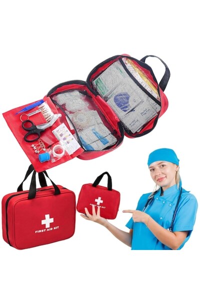 Optim Solution Trusă de prim ajutor, 173 de piese, nailon impermeabil, compartimente flexibile, compactă, roșie