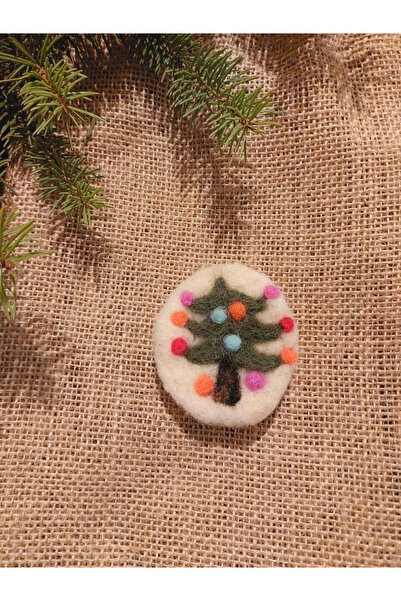 dreamigo Konfeti Yılbaşı Ağacı Yün Keçe İğneleme Broş Yaka İğnesi