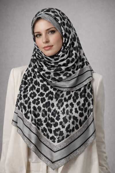 tomrisboutique Luxury Voile Silk Shawl Hijab Foulard Scarf Shawl Leopard Patt...