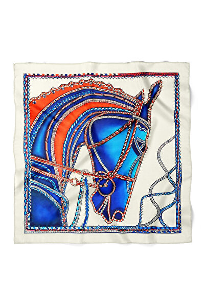 nehir eşarp At Figür Desen Fular Bandana 70x70 Cm