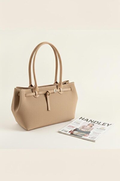Handley Geantă de mână și de umăr din piele întoarsă pentru femei, cu detalii...