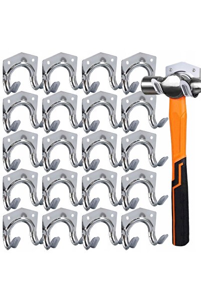 zola Set of 20 double metal hooks, for organizing tools, 7 cm, mounting acces...