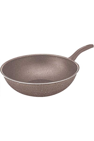 Bonera Granite Coated Aluminium Wok Pan, 28 cm, Brown