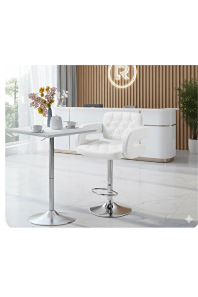 LAOBAN Bar Stool with PU Leather Upholstered Adjustable Barstool with Back, Arm and Footrest