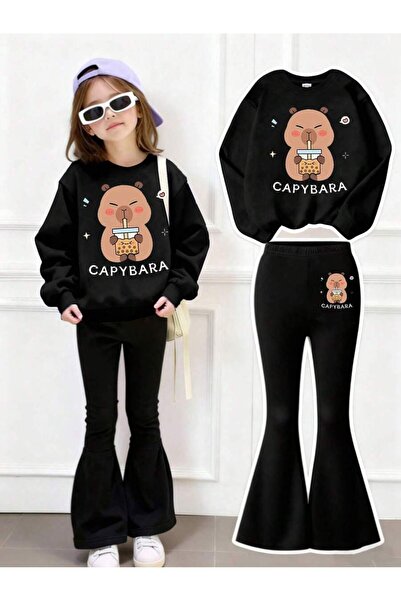 cc collection Kız Çocuk Kışlık Kalın İspanyon Paça CapyBara 2'liTakım